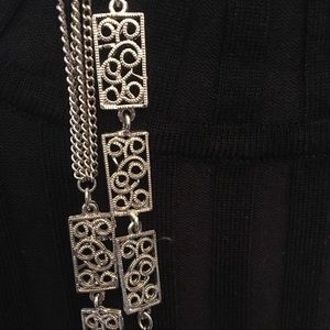 Double strand silver tone necklace